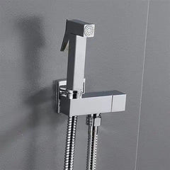 Square Black Brass Bidet Sprayer Set with Angle Valve