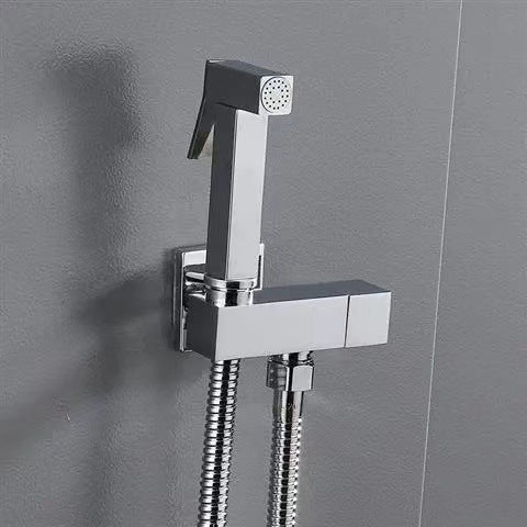 Square Black Brass Bidet Sprayer Set with Angle Valve