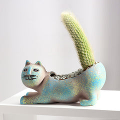 Cute Cat Ceramic Flower Pot for Indoor Succulents