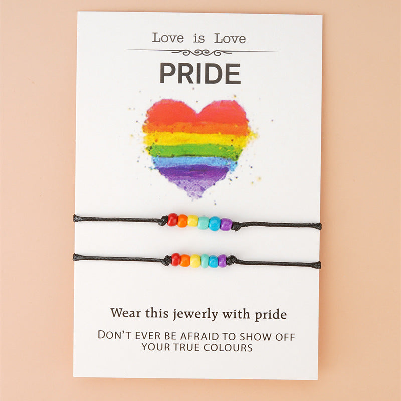 Rainbow Color Beaded Weave Bracelet (Pride)