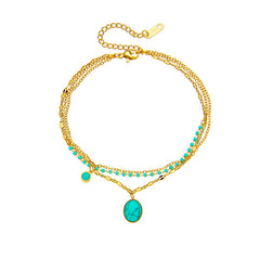 Bohemian Oval Blue Stone Pendant Necklace