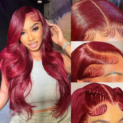 28Inch Burgundy Lace Front Wigs Human Hair