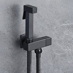 Square Black Brass Bidet Sprayer Set with Angle Valve