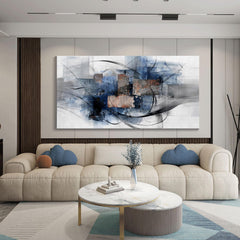Mofutinpo Canvas Wall Art for Living Room Bedroom Office - Large Wall Art Decor - Abstract Wall Art - Modern Black and White PaintingsBlue and Grey Wall Decor Artwork and Pictures for Wall 24×48