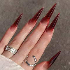 Elegant Gradient Wine Red Wearable Nail Stickers