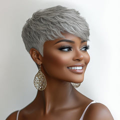 Grey Pixie Cut Wig (Synthetic)