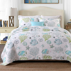 American Cotton Summer Quilt Set with Ocean Theme