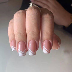 Oblique French Style Manicure Finished Press On Nails