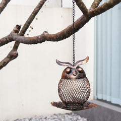 Outdoor Iron Owl Hummingbird Feeder for Courtyards