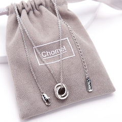 Chomel  925 Sterling Silver Double Ring Necklace for Women