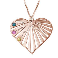 Heart Pendant with Birthstone & Engraving Necklace