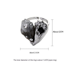 Lava Fold Love Heart-shaped Hip Hop Index Finger Ring