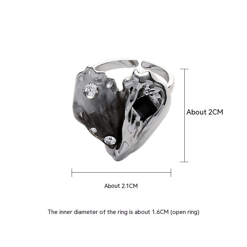 Lava Fold Love Heart-shaped Hip Hop Index Finger Ring