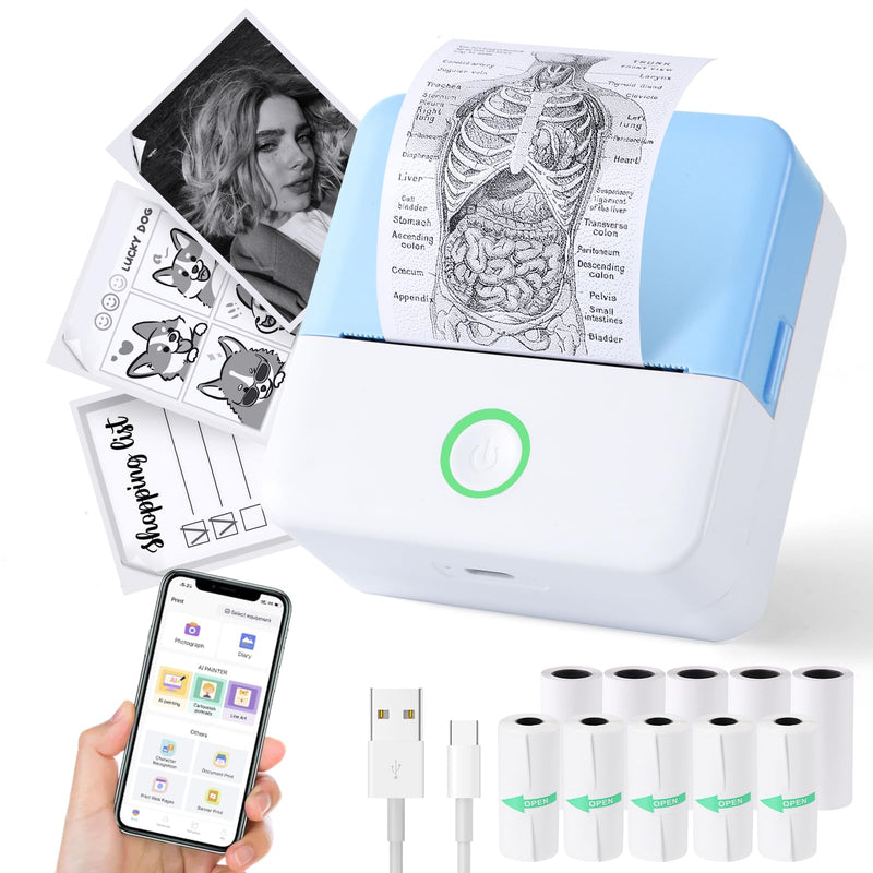 Thermal Mini Printer Portable Inkless Sticker Maker Bluetooth Printer