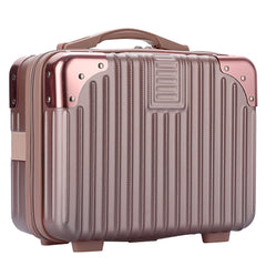 BSTKEY Portable Hard Shell Cosmetic Travel Case Small Travel Hand Luggage with Elastic Band Mini ABS Carrying Makeup Case Suitcase Rose Gold