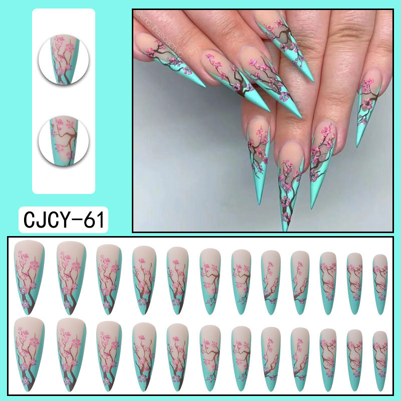 Plum Blossom Long Pointed Nails