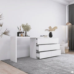 Extended Desktop 6 Drawers Chest Of Drawer Without Handle White Color Vanity