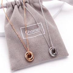 Chomel  925 Sterling Silver Double Ring Necklace for Women