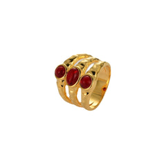 Multi-layer Ruby Ring with Irregular Texture for Women
