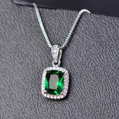 Square AAA Zircon Pendant Necklace for Women