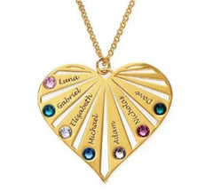 Heart Pendant with Birthstone & Engraving Necklace