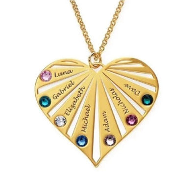 Heart Pendant with Birthstone & Engraving Necklace