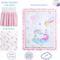 Kids' Cartoon Unicorn Mini Quilt Set with OEKO-100 Fabric