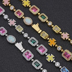 Gold-Plated Gemstone Necklace, Bracelet or Set (Unisex)