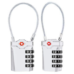 2 Packs TSA Luggage Locks with 14cm Flexible Cable Diyife 4-Digit Combination Travel Lock Security Padlock for Suitcase Luggage Backpack School or Gym Cabinet etc. (Silver)