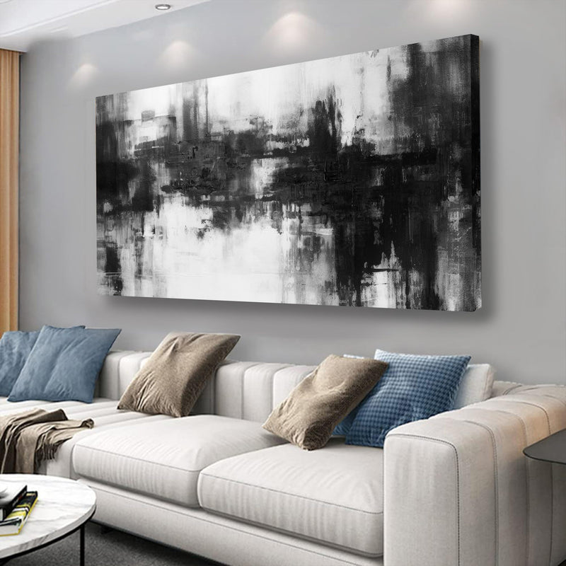 Black Abstract Wall Art Decor Black and White Painting 24