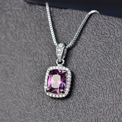 Square AAA Zircon Pendant Necklace for Women