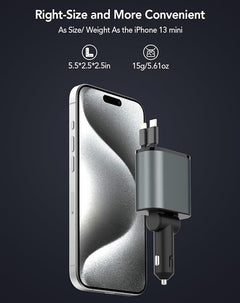 Retractable Car Charger, 4 in 1 Fast Car Phone Charger 66W