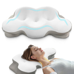 Cervical Neck Pillow Pillows for Neck and Shoulder Pain Contour Pillow Neck Pillows Pillow for Neck Pain Relief Side Sleeper Pillows for Adults Ergonomic Pillow Memory Foam Pillows(Light_White)