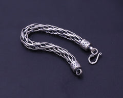 Vintage Thai Silver Men's Woven Hemp Bracelet