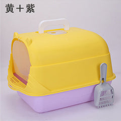 Large Half-Enclosed Cat Litter Box for Big Cats