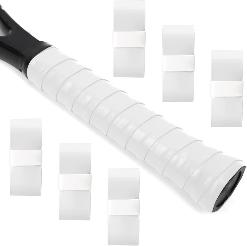 LK SPORTS Tennis Racket Grip Tape 6 Pack Precut Anti Slip (White)