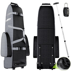 APTY Padded Golf Club Travel Bag with Wheels Golf Luggage Case Cover for Airline - with Adjustable Support Rod Luggage Lock 1200D Wear-Resistant Oxford Waterproof Coating