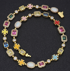 Gold-Plated Gemstone Necklace, Bracelet or Set (Unisex)