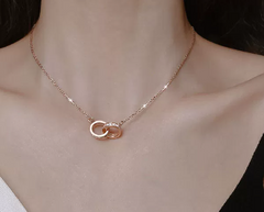 Chomel  925 Sterling Silver Double Ring Necklace for Women
