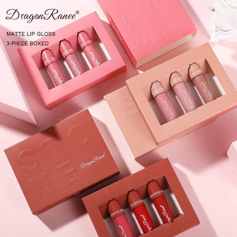 3-Piece Matte Lip Gloss Set - Non-Stick to Cup