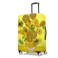 FIRST WAY Luggage Cover Protector - Anti-Scratch Suitcase Cover for Travel - Protects Against Dirt and Wear Fits 23"-26" Luggage Sunflower