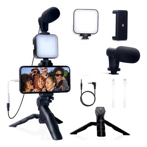 Multifunctional Selfie Stick Light with Microphone