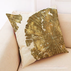 Golden Leaves Cotton Linen Cushion Case for Office Use