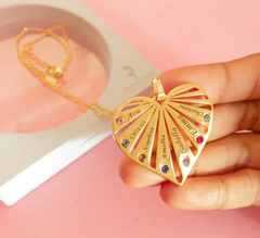 Heart Pendant with Birthstone & Engraving Necklace