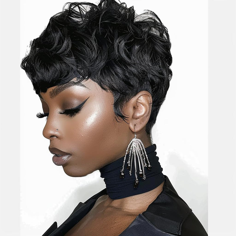 Natural Black Pixie Cut Wig