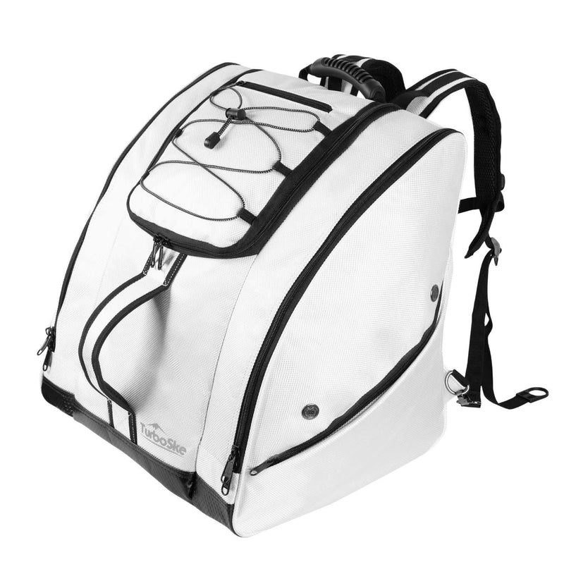 TurboSke Ski Boot Bag - Snowboard Boot Bag for Skiing and Snowboarding Travel Luggage Store and Transport Helmet Goggles Gloves Clothing and Other Accessories (White)