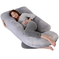 J-Shaped Pregnancy Pillow with Crystal Velvet Cover