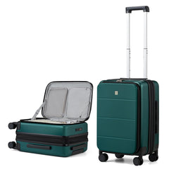 MILADA Expandable Carry On Luggage 22x14x9 Airline Approved Top Opening Hard Shell Suitcases TSA Carry On Luggage With Wheels 20 inch Carry On Suitcase Travel Luggage Carry On Bag Blackish Green