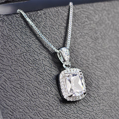 Square AAA Zircon Pendant Necklace for Women
