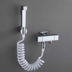 Square Black Brass Bidet Sprayer Set with Angle Valve